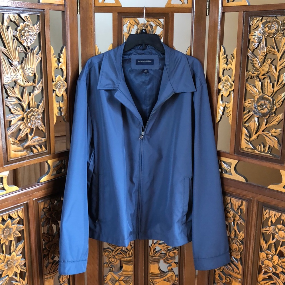 Banana Republic Teal Blue Rain Jacket Men’s Size XXL Long Sleeve Collared Adult - Picture 1 of 6